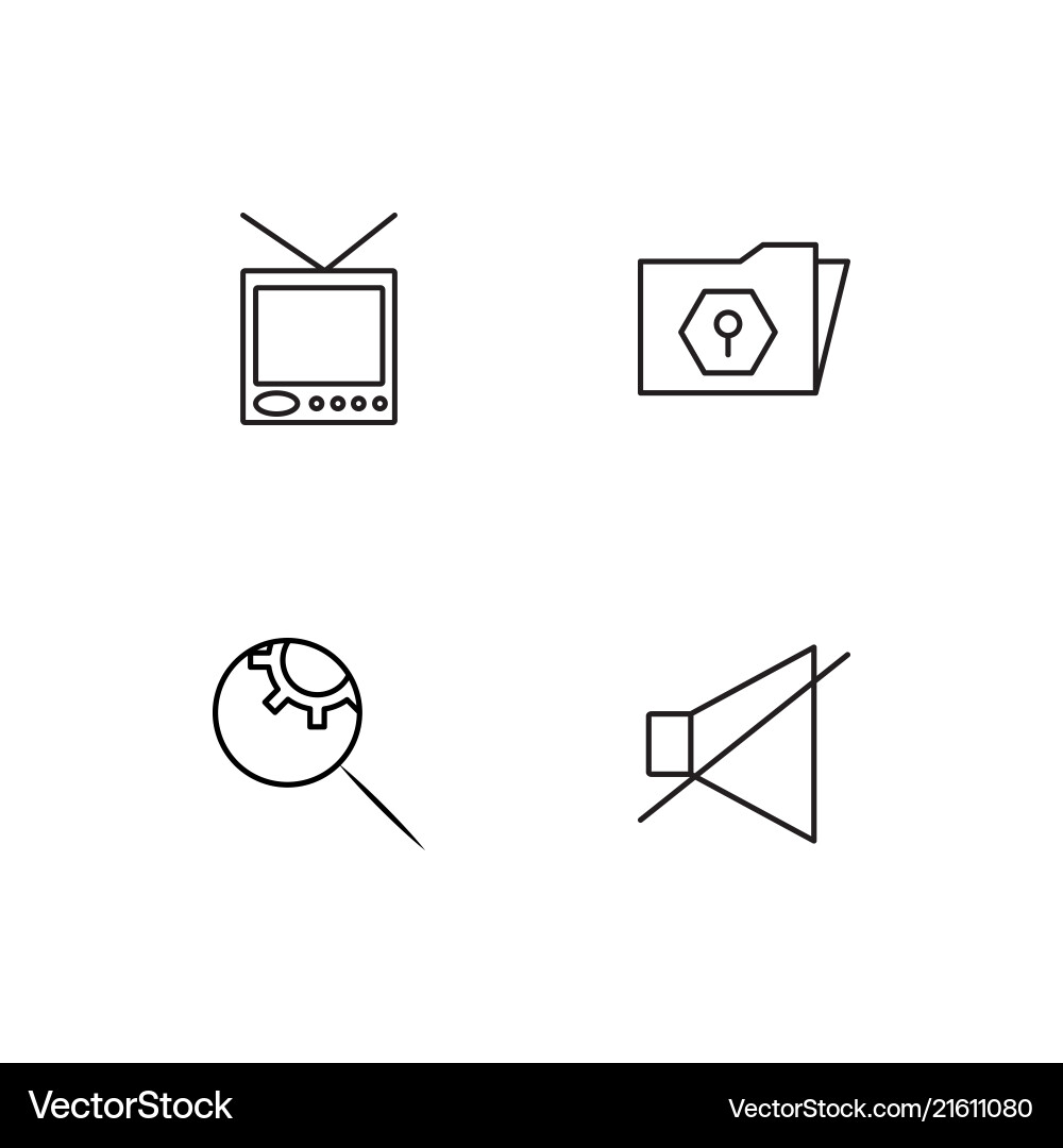 User interface linear icons set simple outline vector image