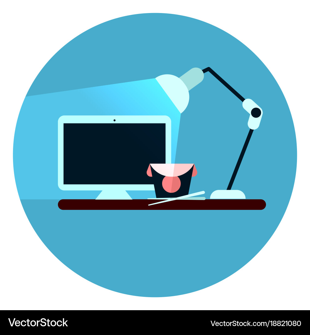 Workplace icon desktop computer on desk web button vector image