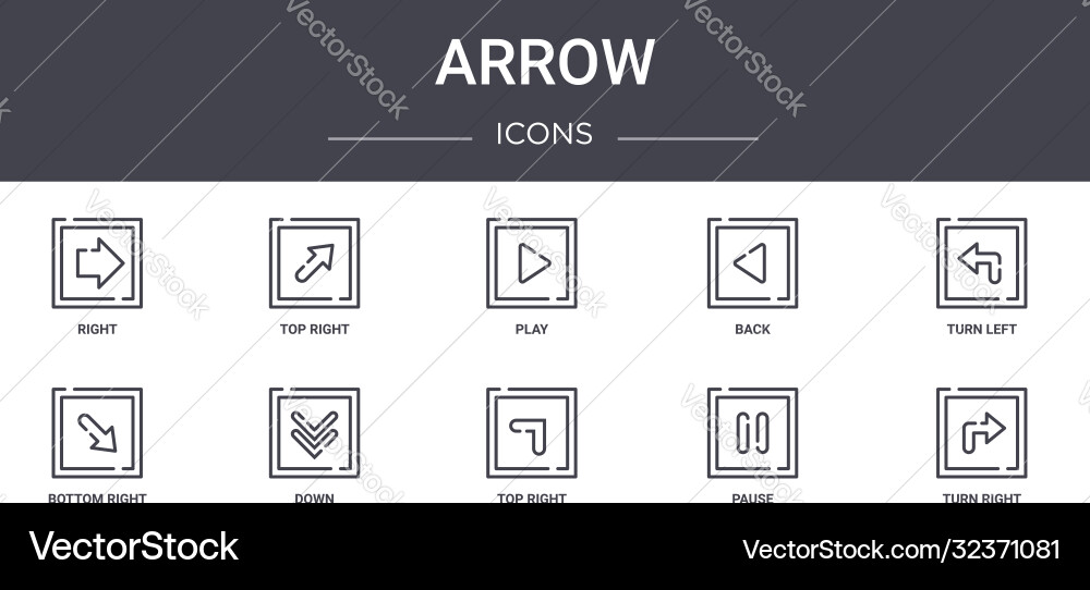 Arrow concept line icons set contains vector image