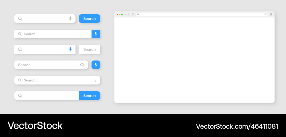 Blank internet browser window with various search vector image