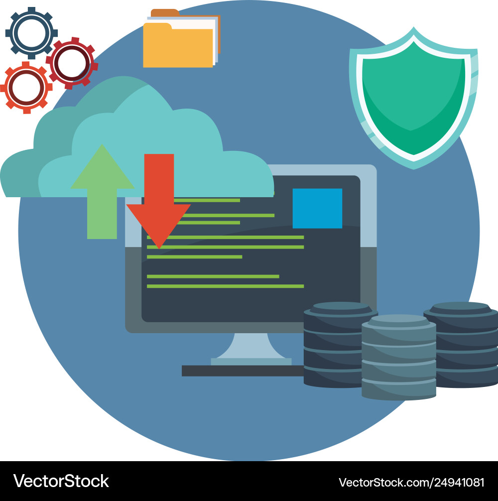 Cloud computing and database icons Vector Image