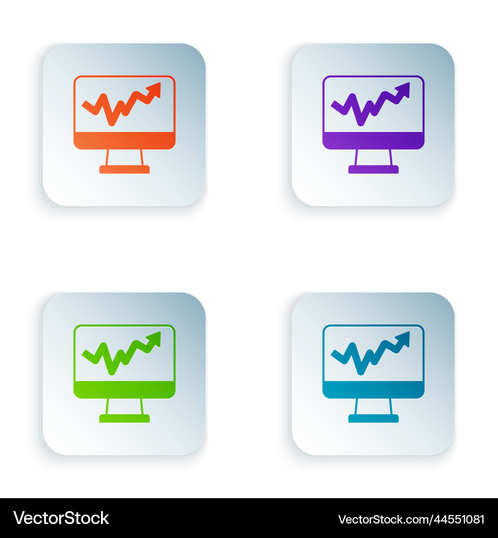 Color computer monitor with graph chart icon Color computer monitor with graph chart icon vector image