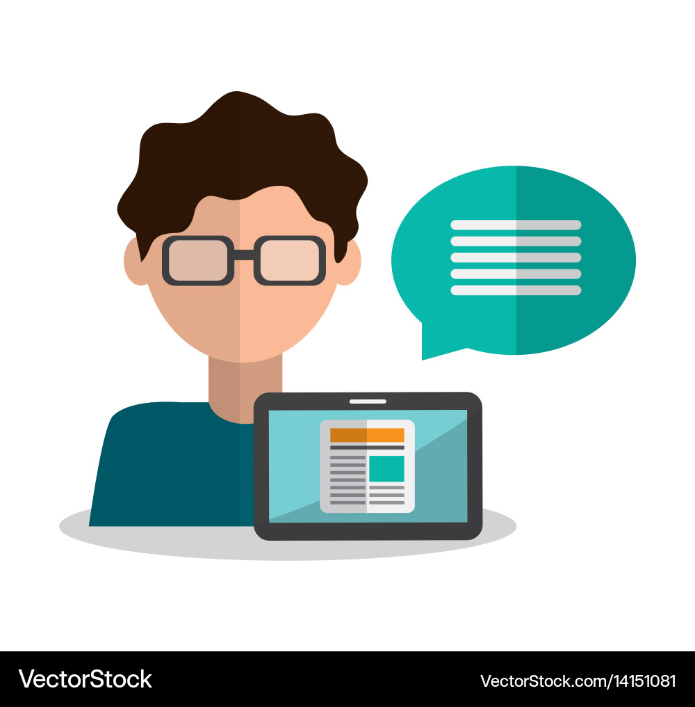 Computer with instant messaging related icons vector image