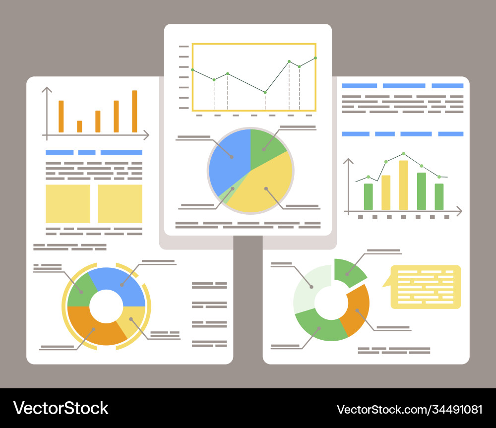 Data diagrams graphics and chart on board report Vector Image