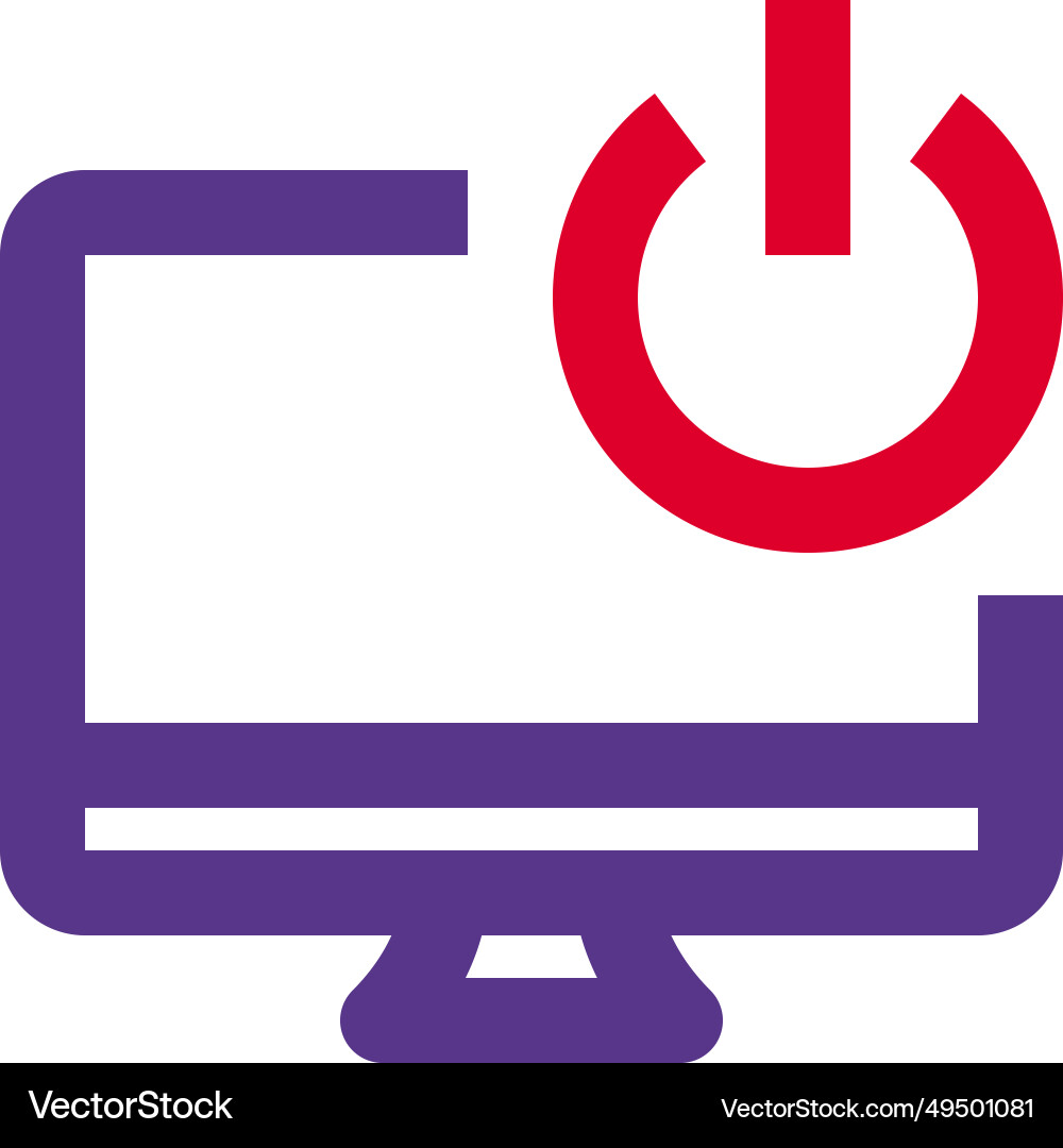 Desktop power button manages computer on and off vector image