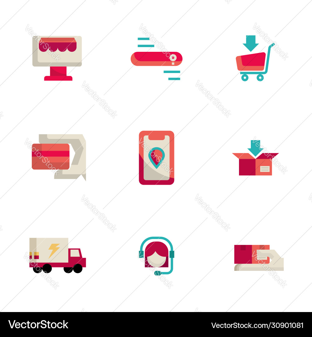 Online-Einkaufs- und Liefersymbole Online-Einkaufs- und Liefersymbole vektorbild