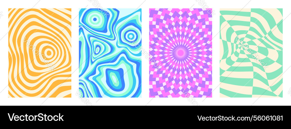 Psychedelic optical illusion wavy patterns Vector Image