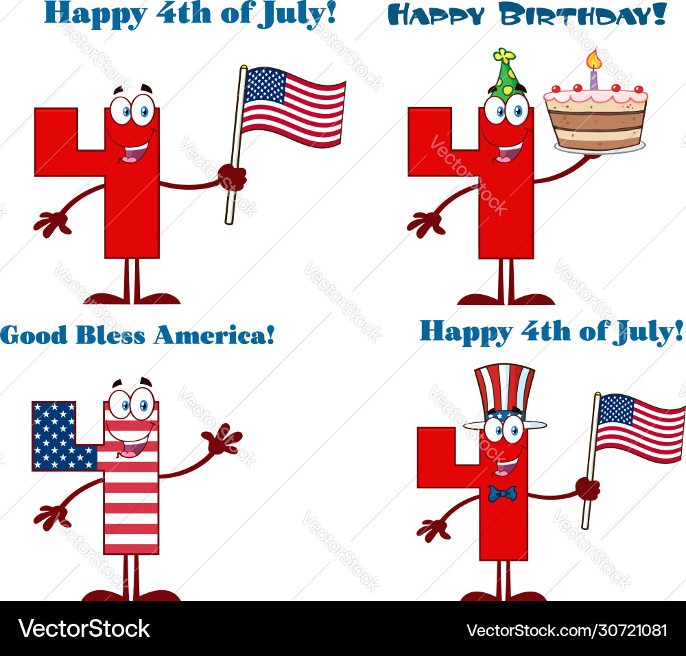 Red number four character set 2 collection Red number four character set 2 collection Vector Image