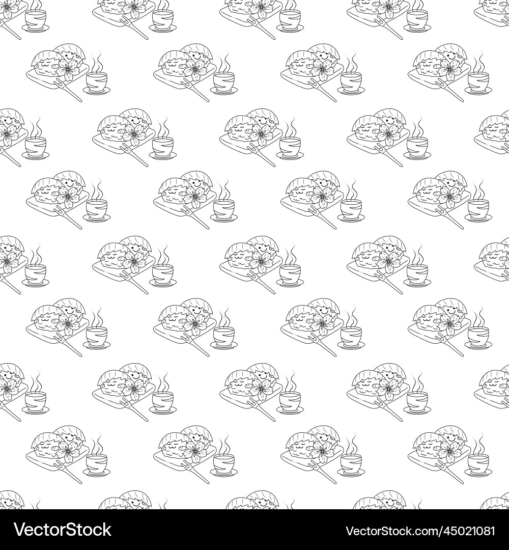 Sakura mochi pattern seamless with two vector image