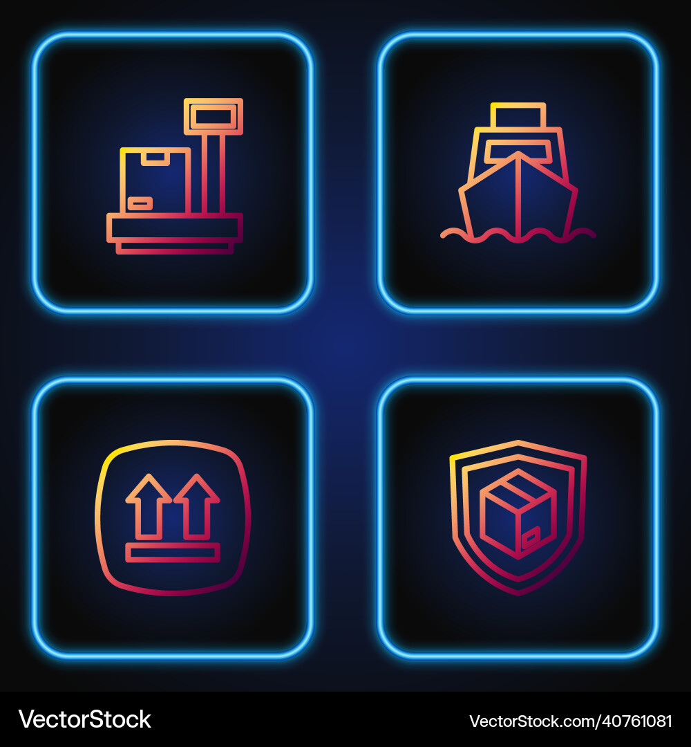 Set line delivery security with shield this side vector image