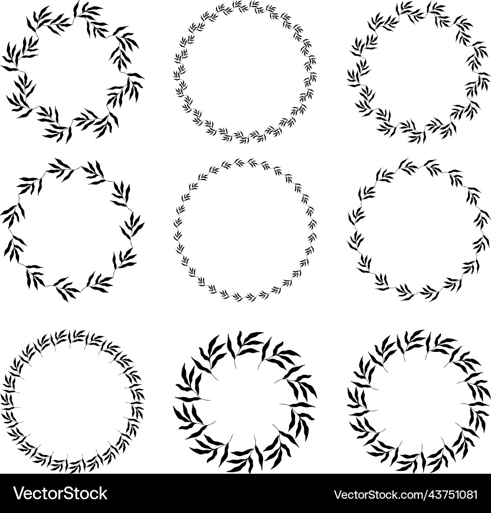 Set of circle botanical frames Set of circle botanical frames vector image