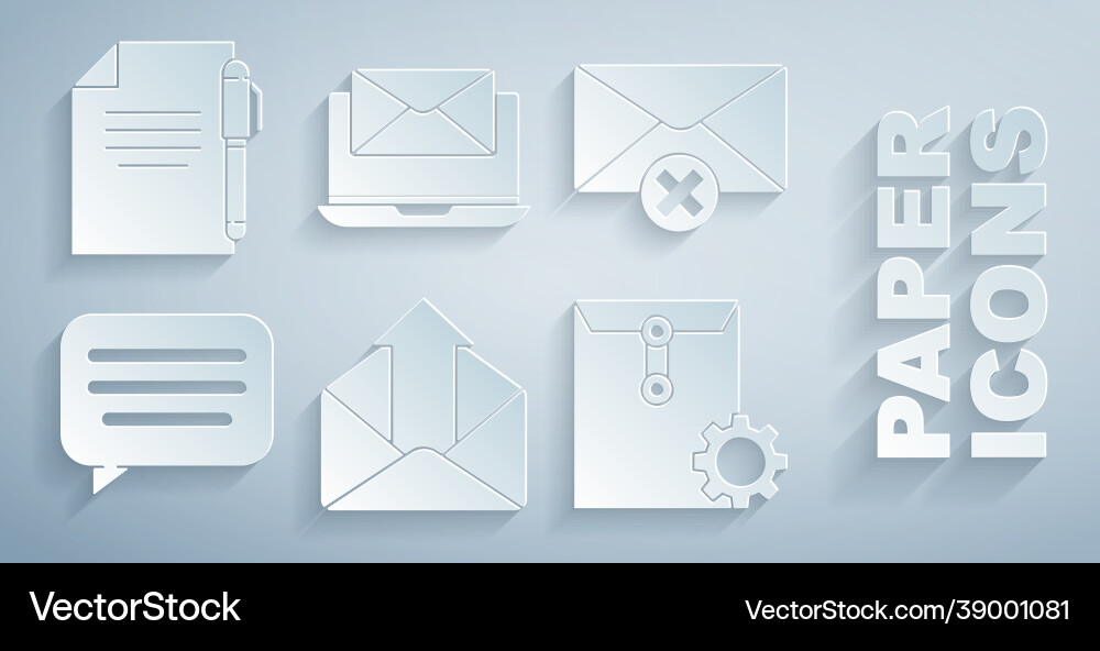 Set outgoing mail delete envelope speech bubble Set outgoing mail delete envelope speech bubble vector image