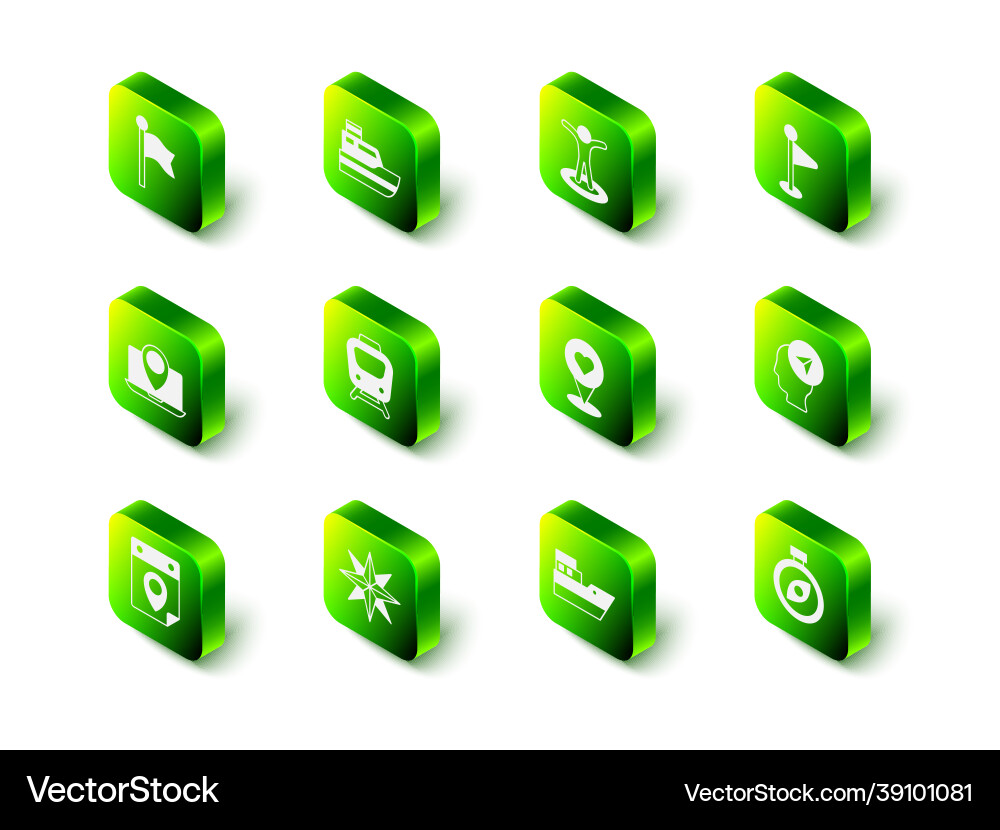 Set ship line path location with person marker Set ship line path location with person marker Vector Image