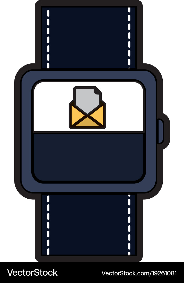 Smart watch with incoming message mail icon Vector Image