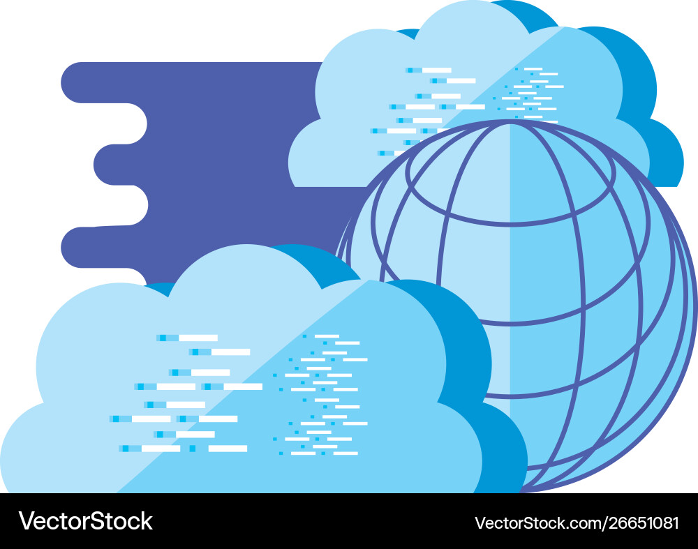 Sphere browser with clouds computing vector image