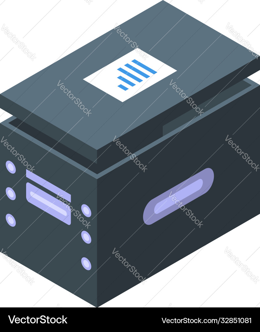 Storage document box icon isometric style Storage document box icon isometric style vector image