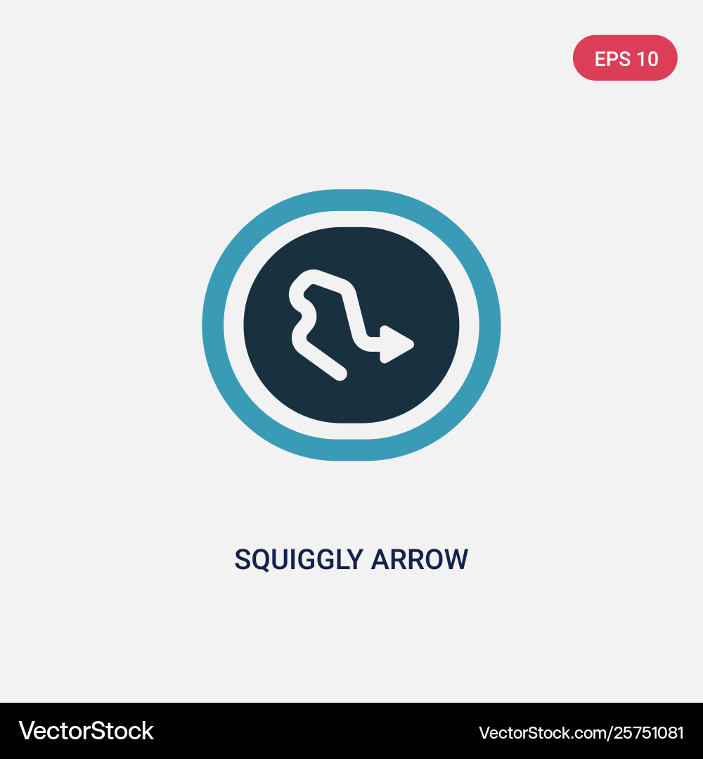 Two color squiggly arrow icon from user interface Vector Image