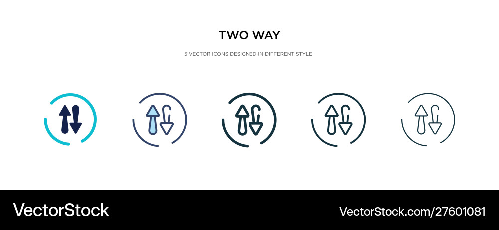 Two way icon in different style colored Two way icon in different style colored vector image
