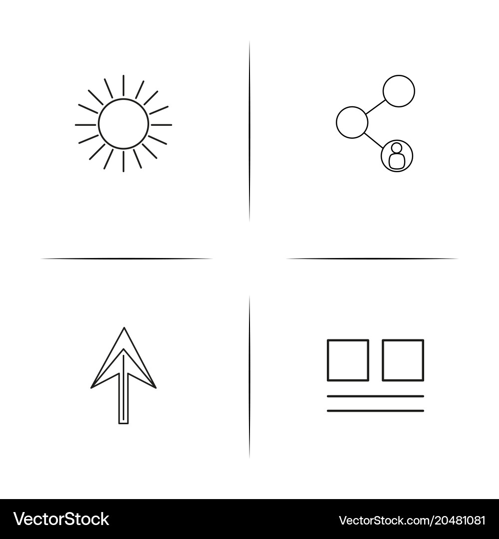 User interface simple linear icons set outlined vector image