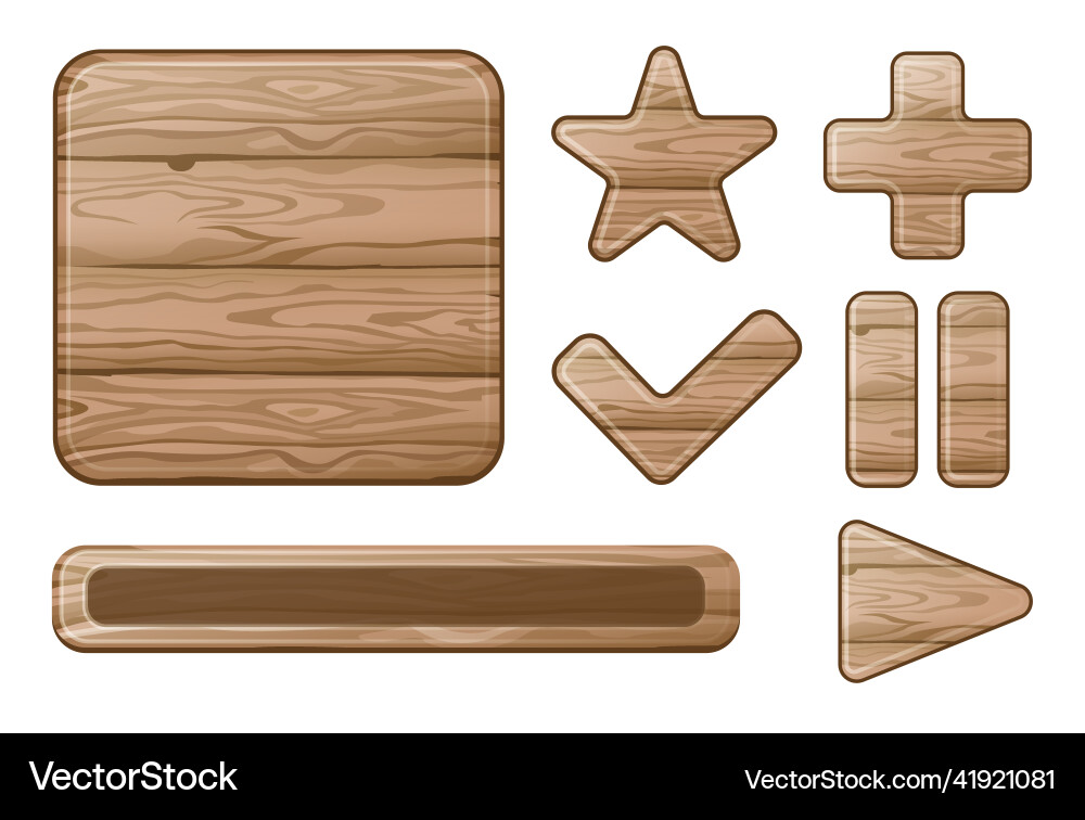 Wooden buttons of different shapes set Vector Image