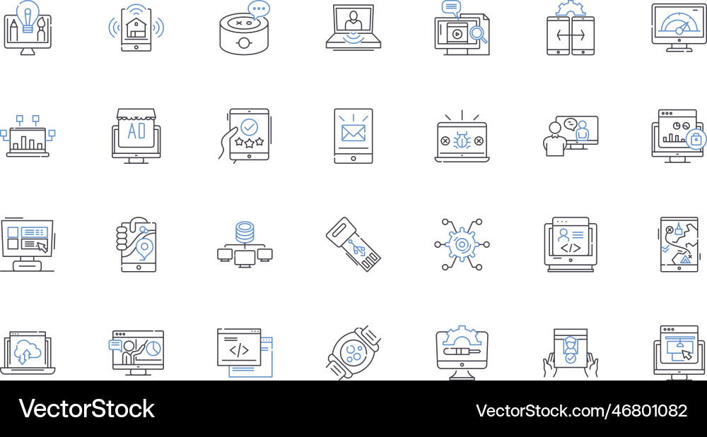 Automation technology line icons collection Automation technology line icons collection vector image