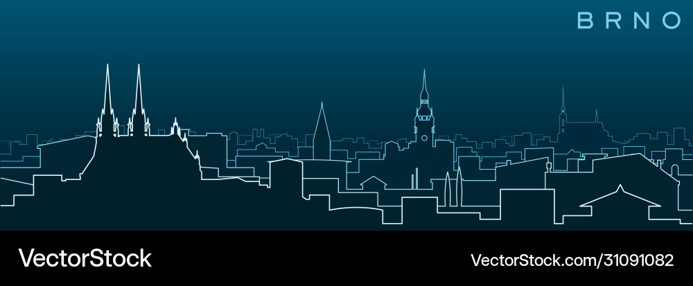 Brno multiple lines skyline and landmarks Vector Image