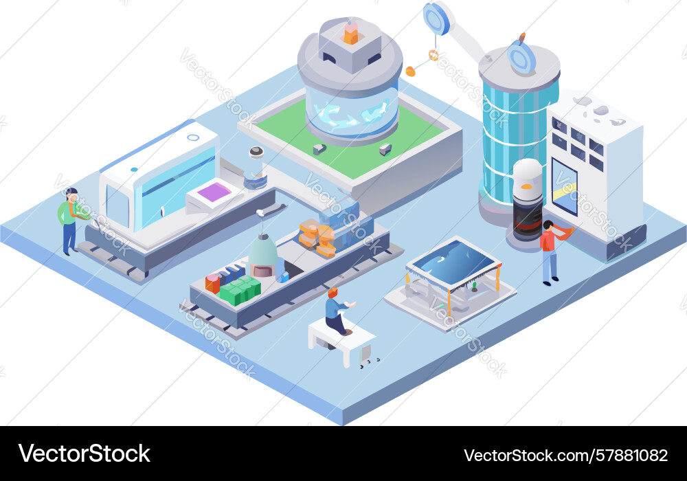 High-tech isometric lab with scientists Vector Image