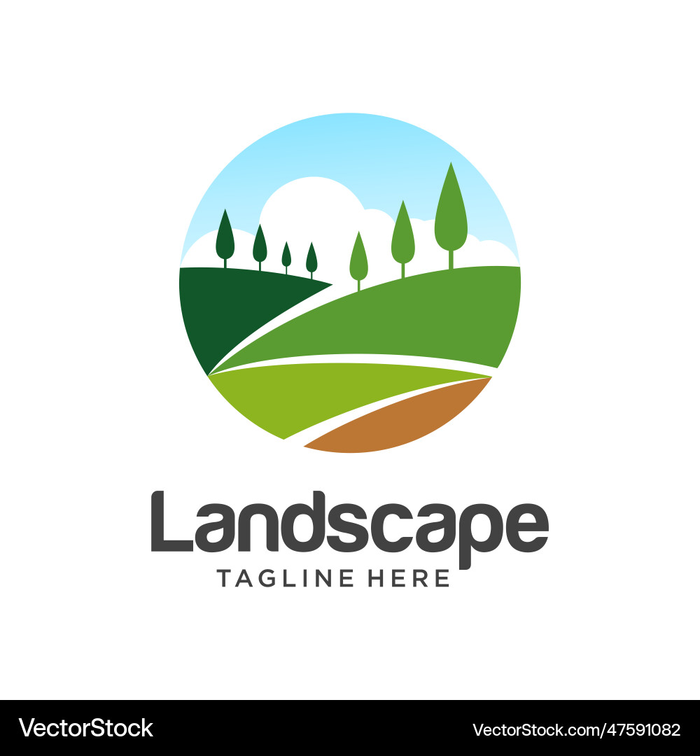 Landscaping round logo design – Royalty-Free Vector | VectorStock, image size:1000x1080