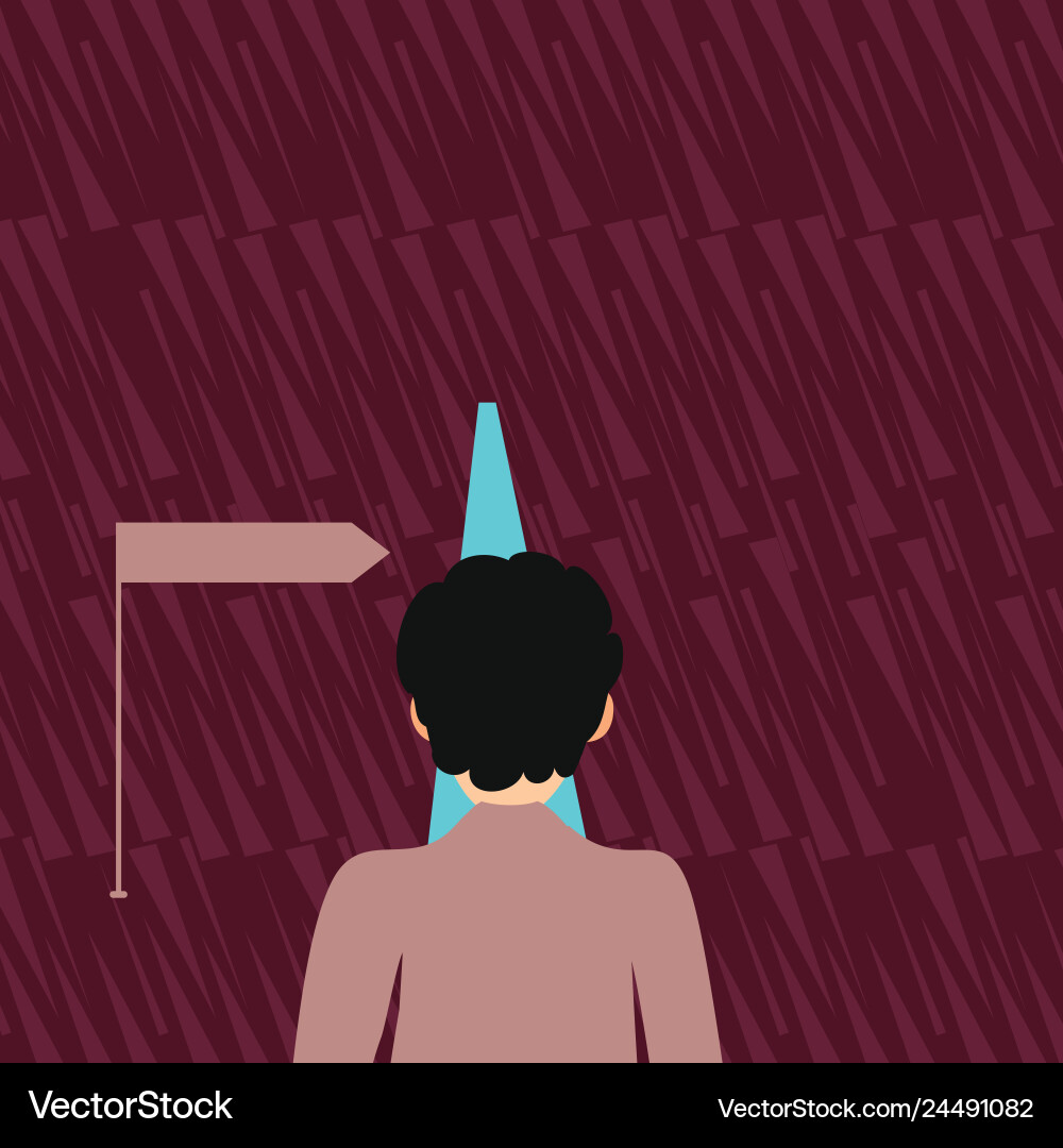 Man facing the distance ahead blocking view Man facing the distance ahead blocking view vector image
