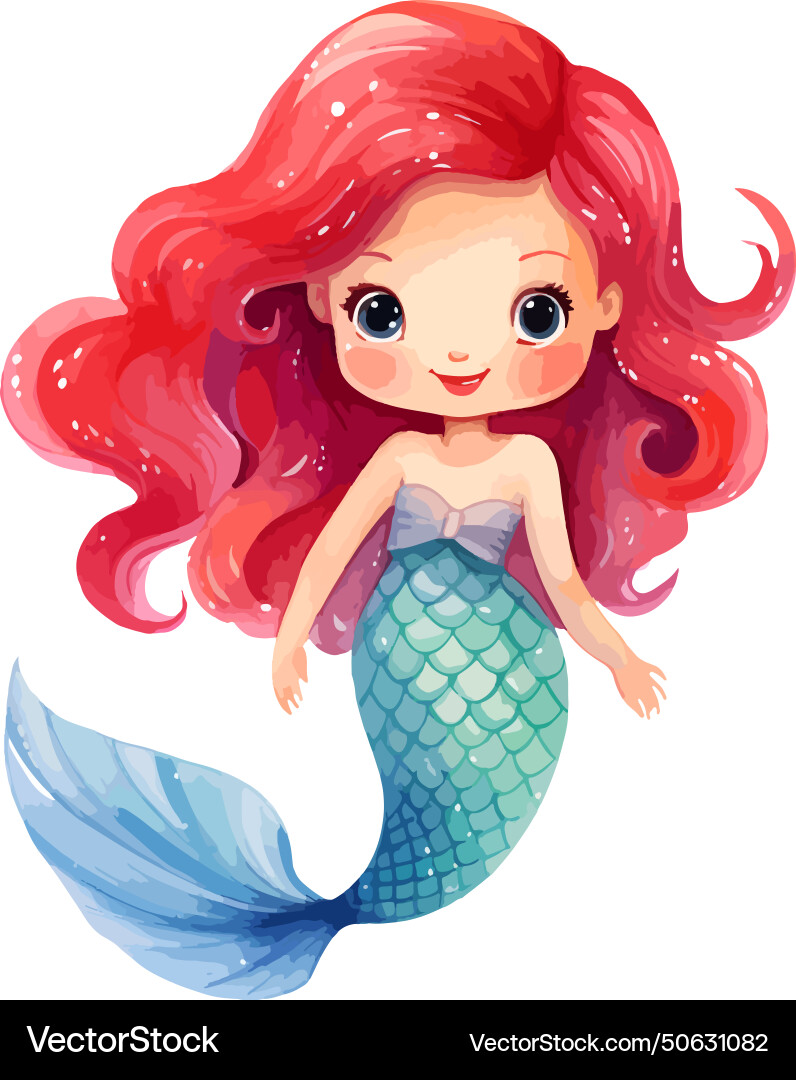 Mermaid clipart with isolated Royalty Free Vector Image