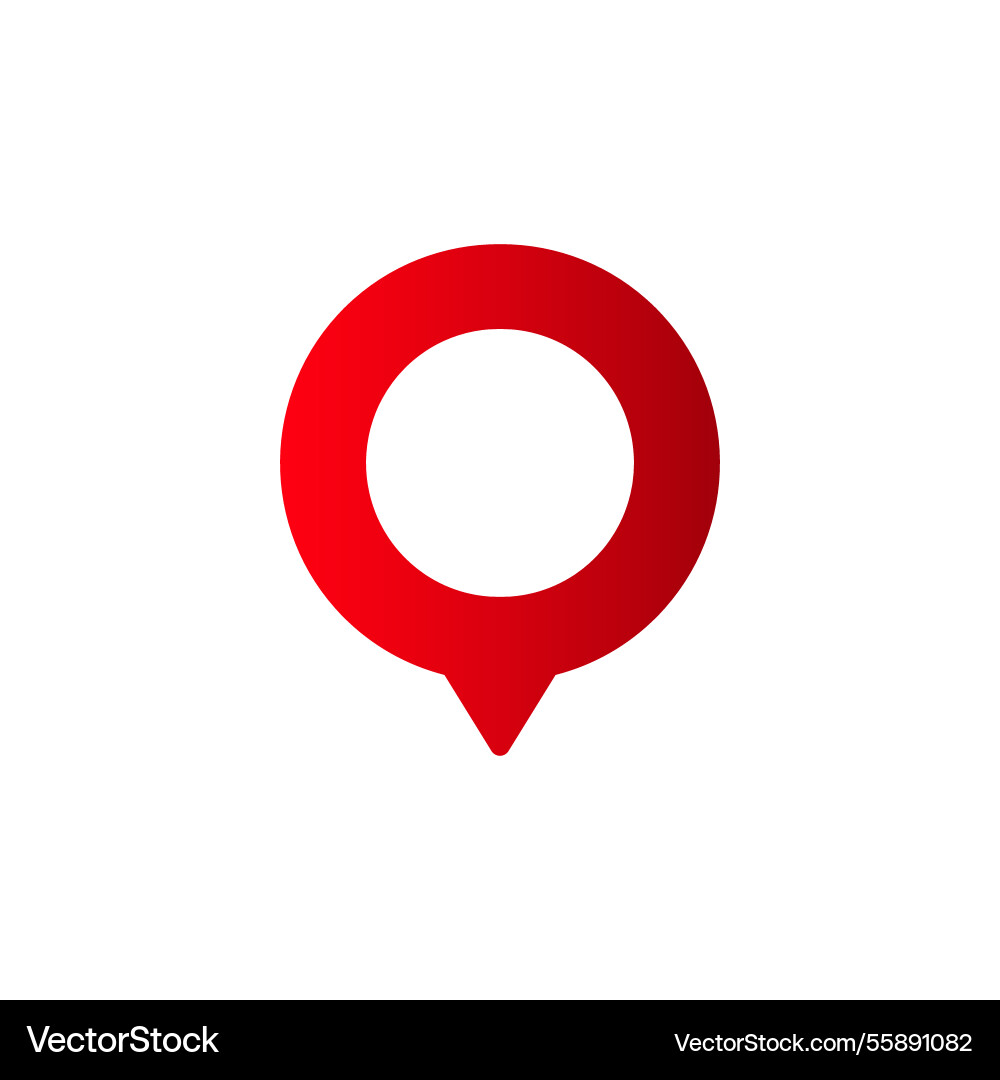 Minimalist red map pointer icon with gradient vector image