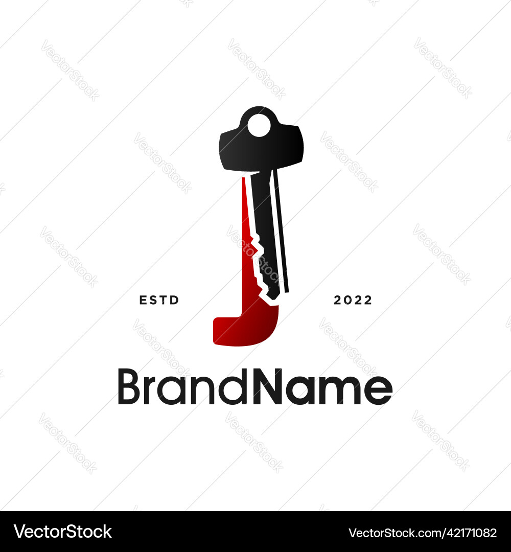 Modern initial j key Modern initial j key vector image