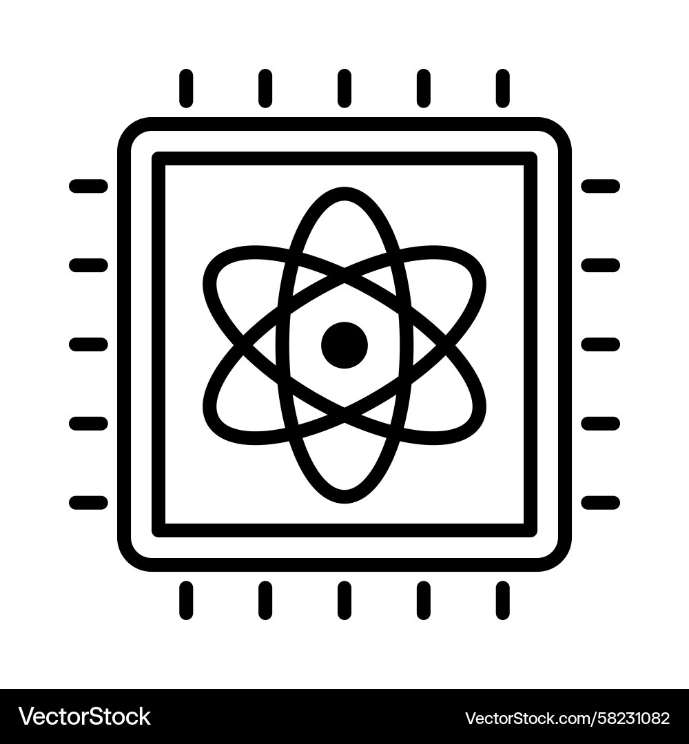 Quantum Computing Icon - Qubit & Processor Vector Image