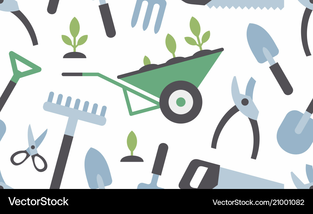 Seamless pattern with gardening instruments Seamless pattern with gardening instruments vector image