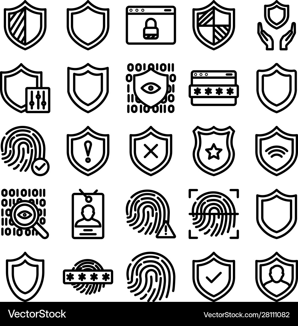 Security isolated icons set every single c Vector Image