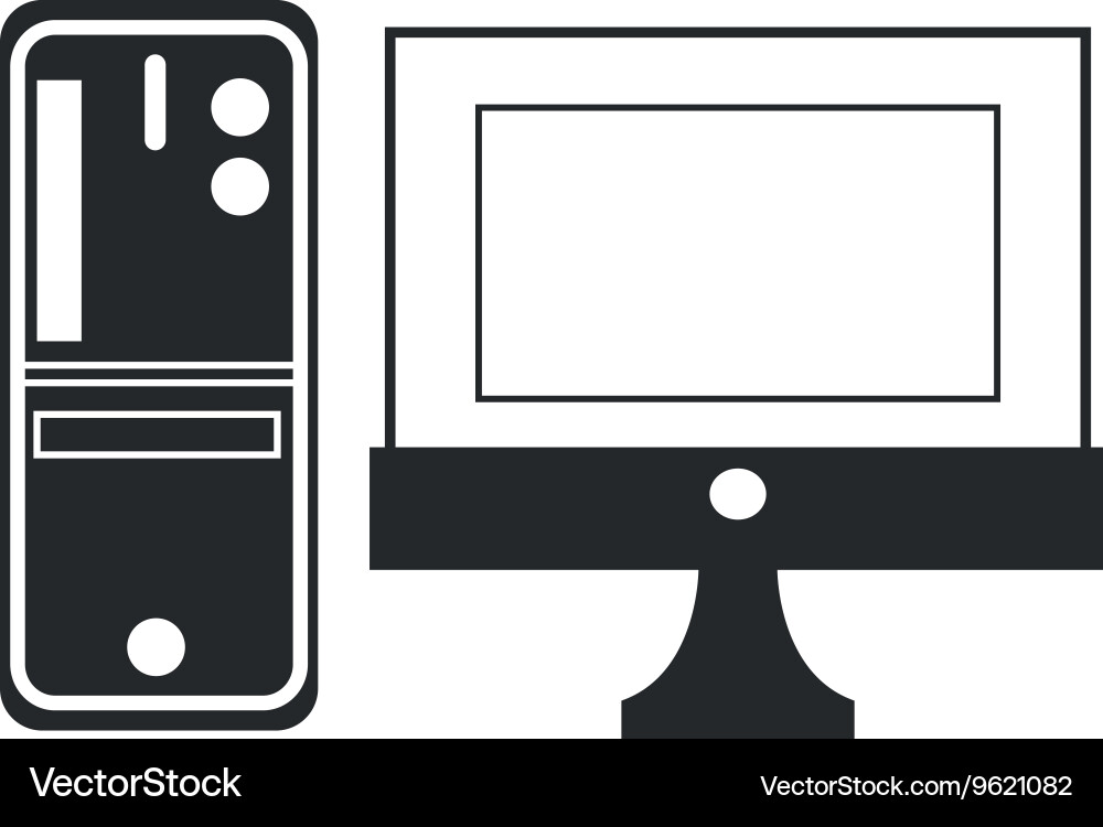 Simple desk computer icon vector image