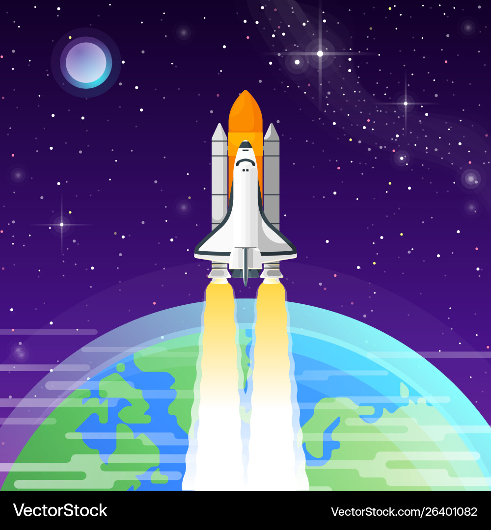 Space shuttle goes into outer Royalty Free Vector Image
