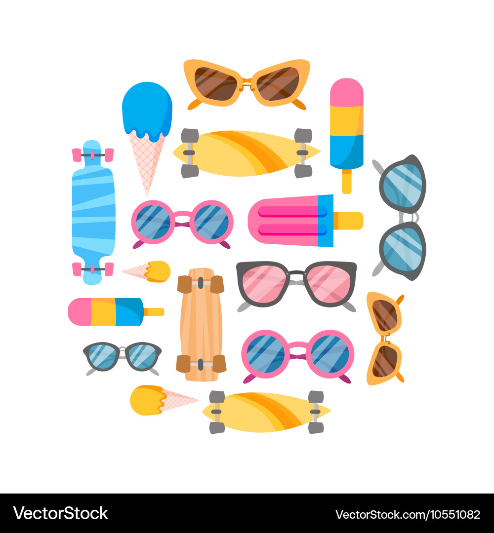 Summer collection of objects vector image