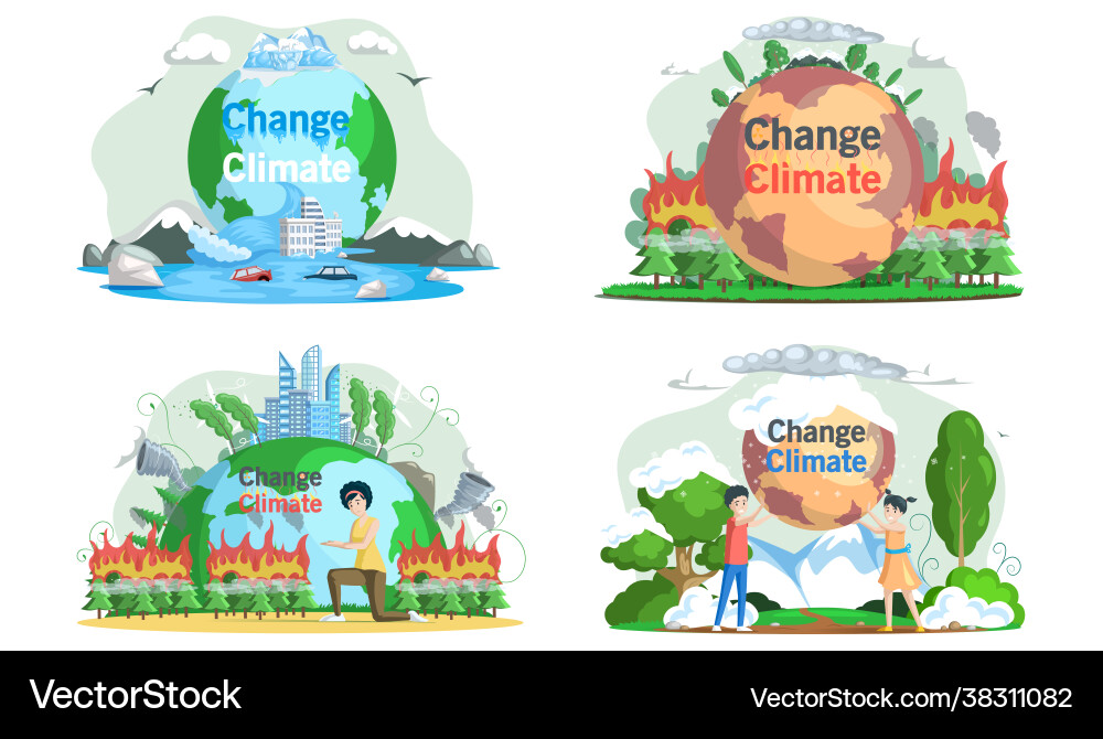 Temperature rising and animal extinction climate Temperature rising and animal extinction climate vector image