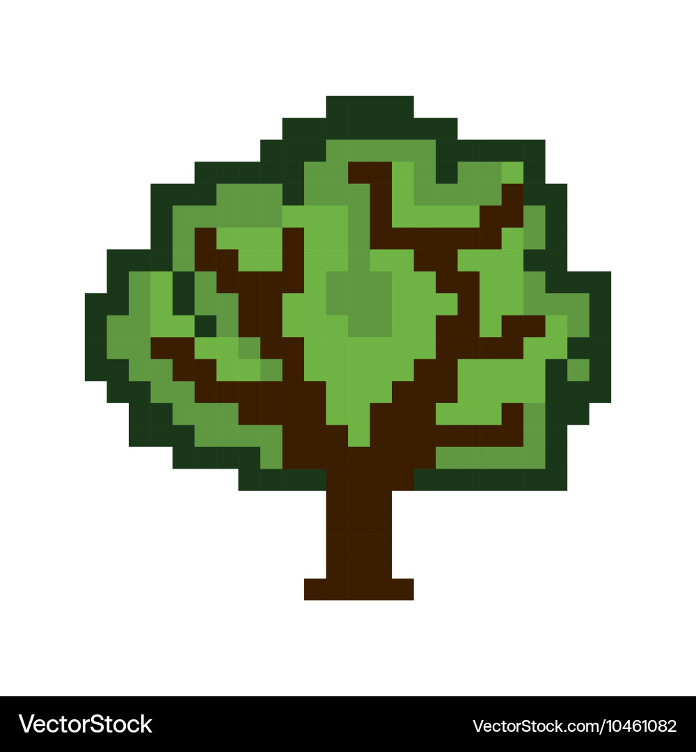 Tree game pixel figure isolated icon vector image