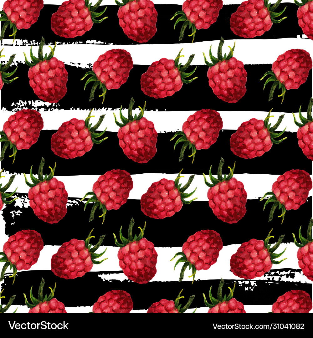 Watercolor Raspberry Pattern Vector Image