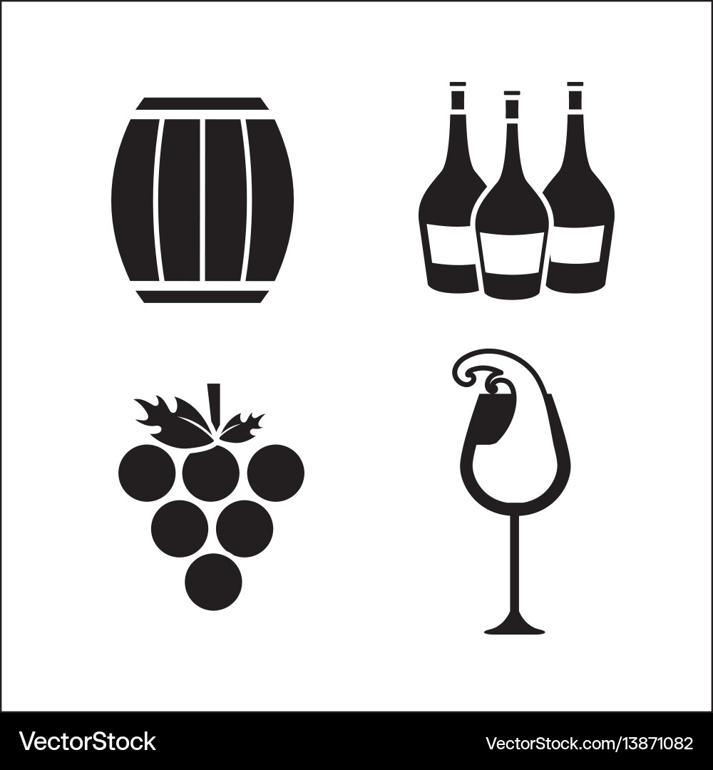 Wine and Grape Icon Set Vector Image