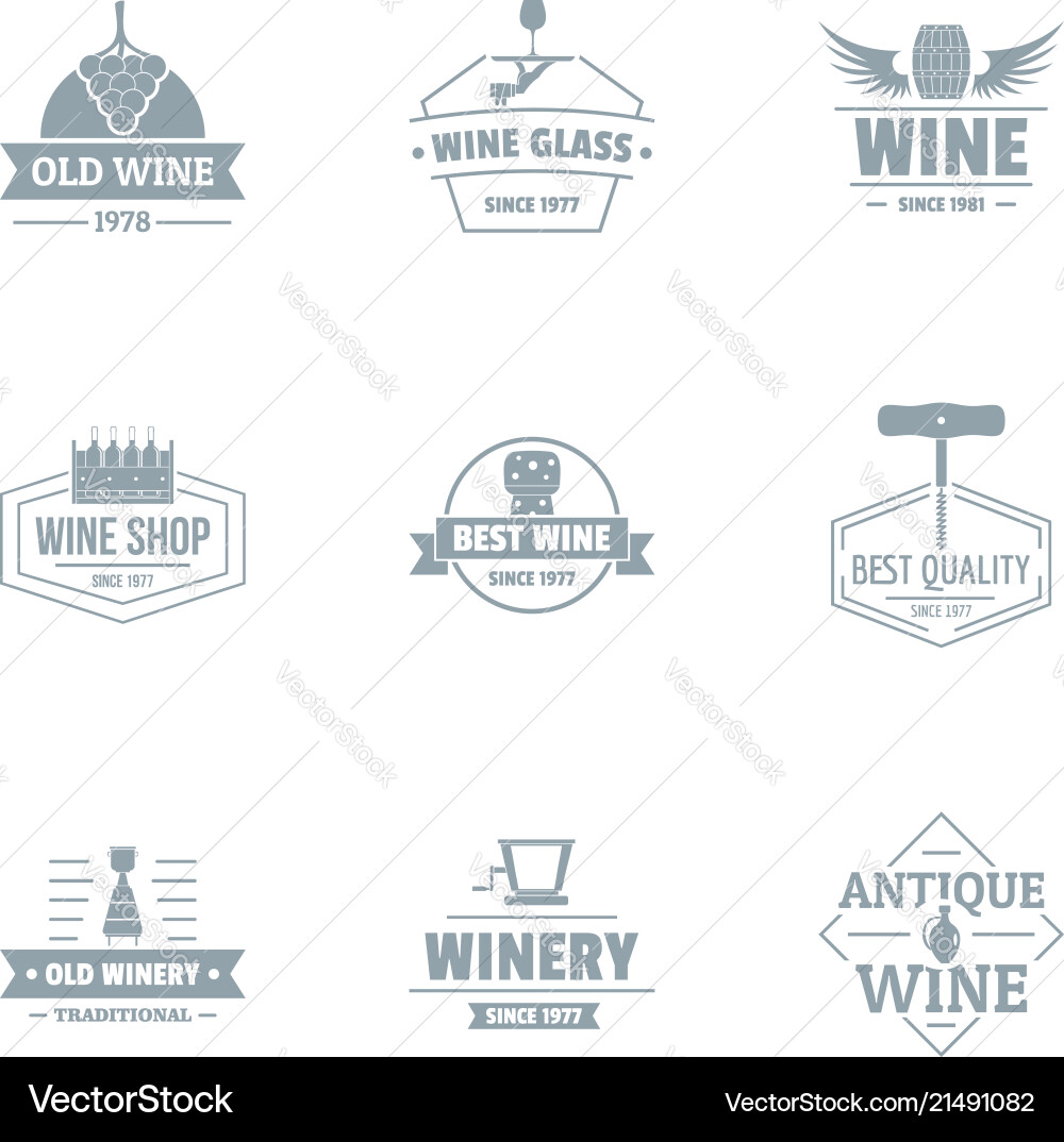 Wine cellar logo set simple style Wine cellar logo set simple style vector image