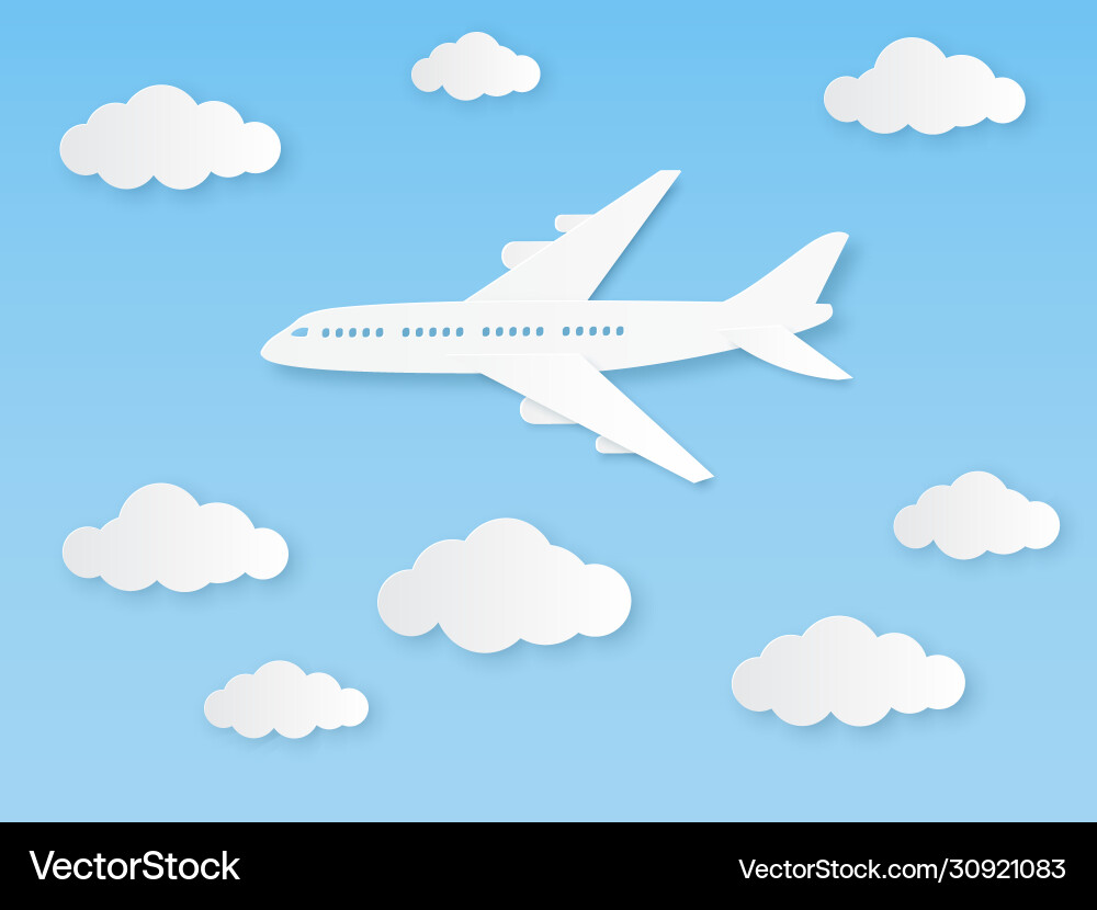 Aircraft in blue sky flight airplane Royalty Free Vector