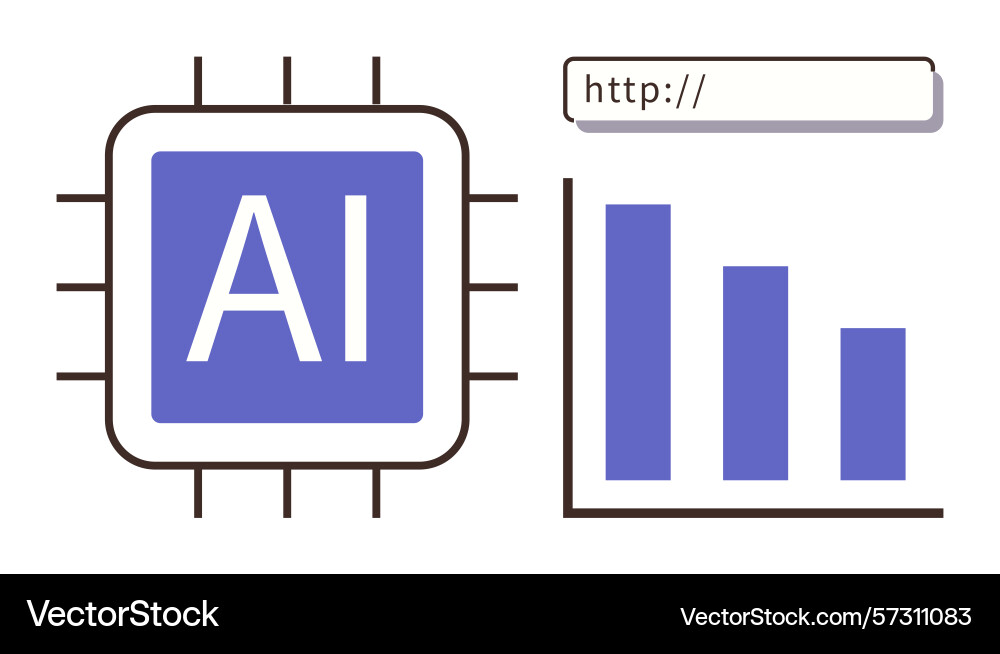 Artificial intelligence chip web interaction vector image