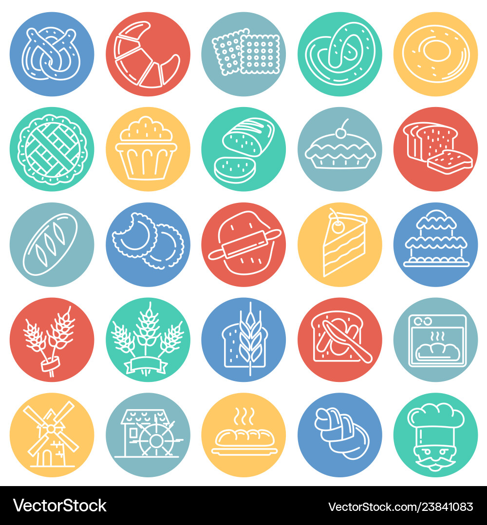Bakery Icon Set - Circular Collection Vector Image