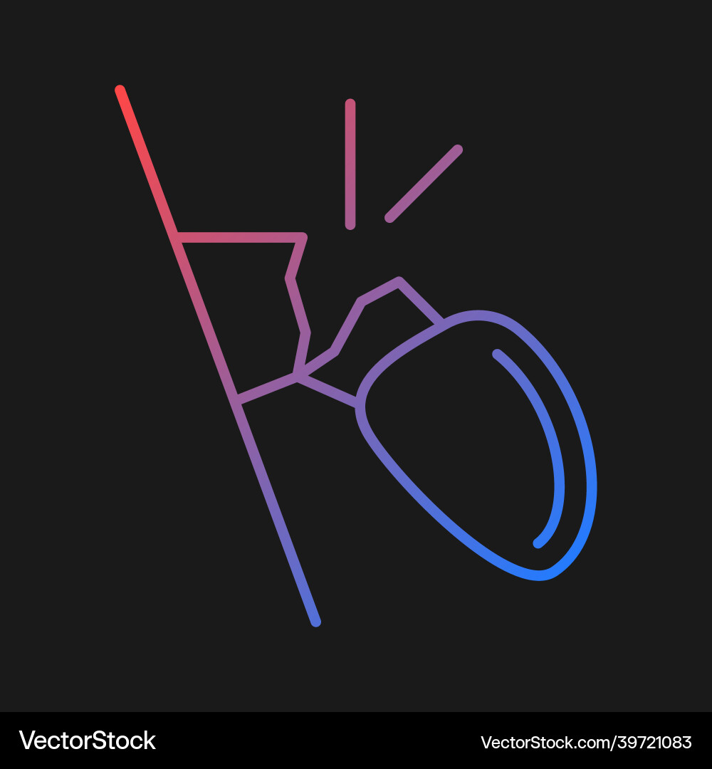Broken side view mirror gradient icon for dark Broken side view mirror gradient icon for dark Vector Image
