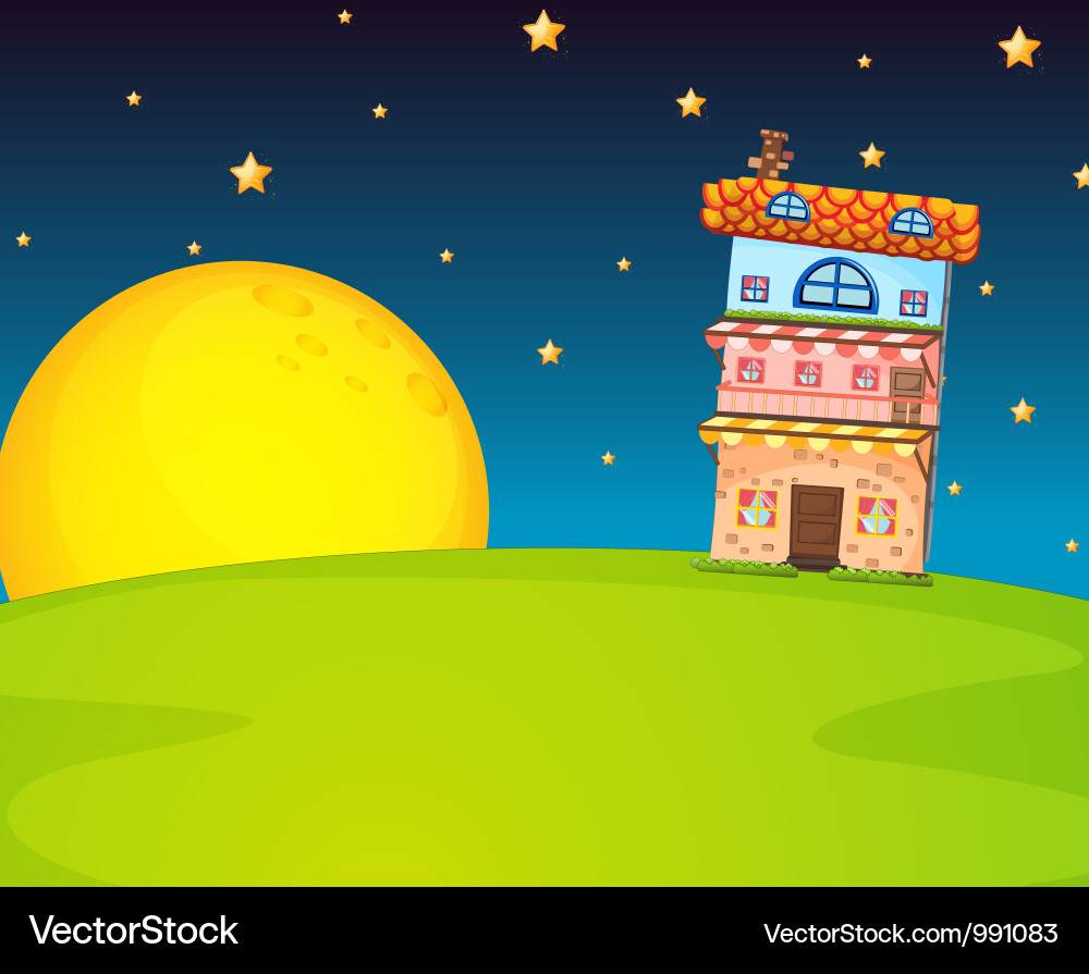 Building and moon Royalty Free Vector Image - VectorStock