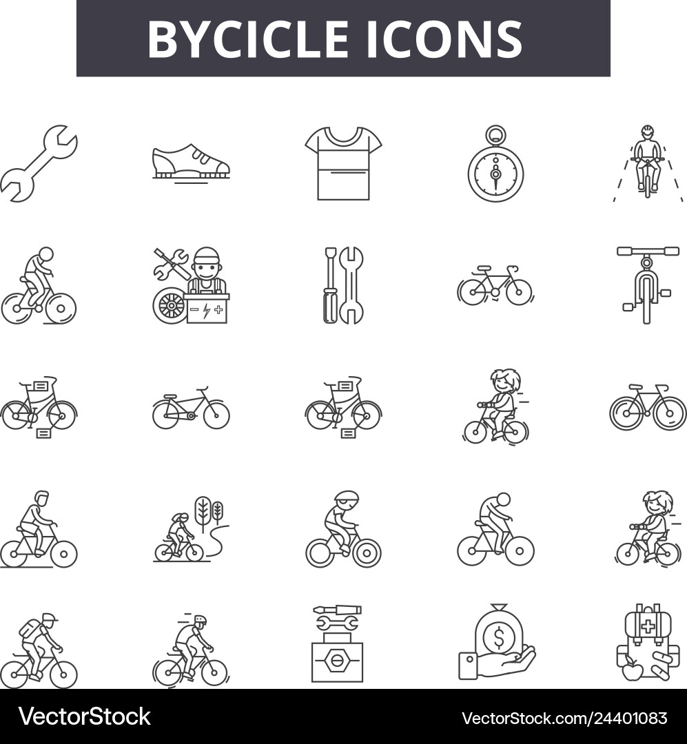 Bycicle line icons for web and mobile design Bycicle line icons for web and mobile design Vector Image