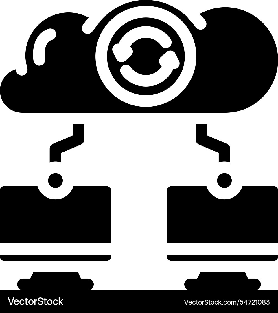 Data synchronization cloud computing glyph icon vector image